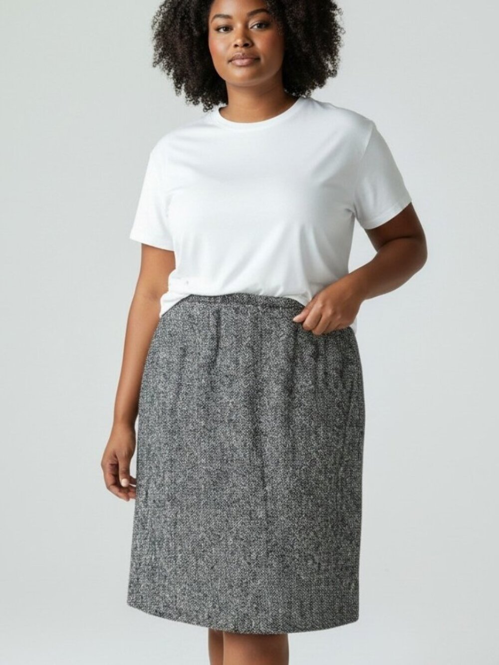 Vintage Dana Buchman Cotton Wool Gray Pencil Skirt Size 22
